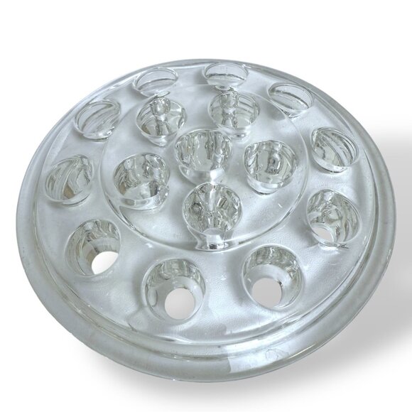 Vintage Glass Floral Frog Clear 5" for Flower Arranging 16 Hole Sections - Picture 1 of 5